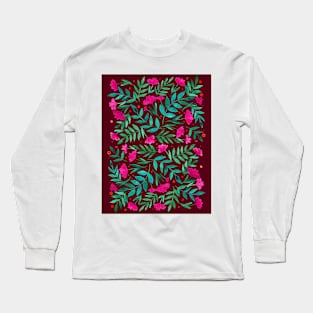 Magical garden - burgundy, pink, green Long Sleeve T-Shirt